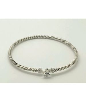 Yurman silver cable fleur de lis bracelet
